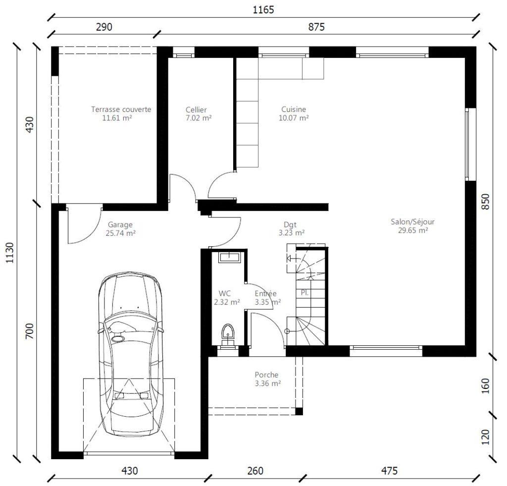 Plan maison rez-de-chaussée