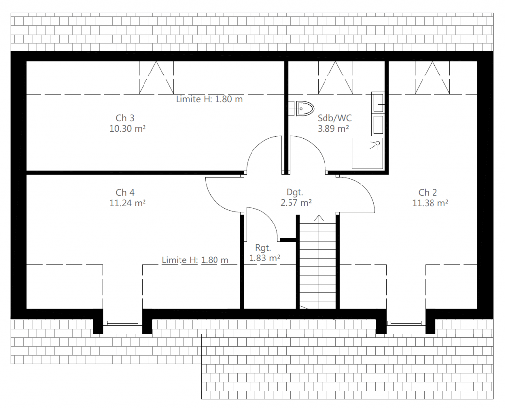Plan maison rectangulaire traditionnelle étage
