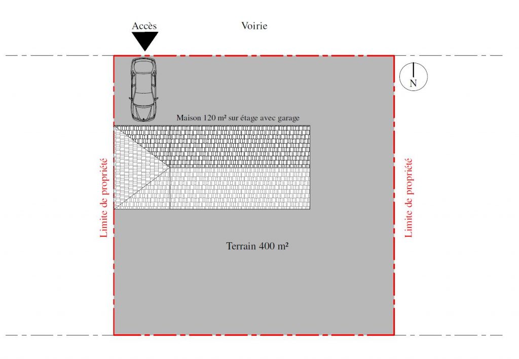 Implantation maison sur terrain carré